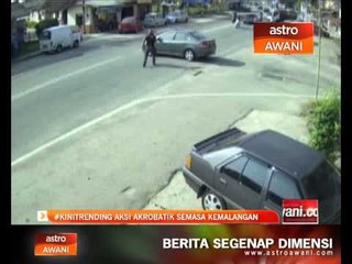 #KiniTrending aksi akrobatik semasa kemalangan