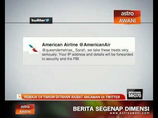 Remaja 14 tahun ditahan akibat ancaman di twitter