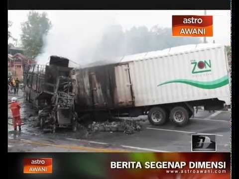 Lori muatan berat terbakar, ragut nyawa pemandu lori