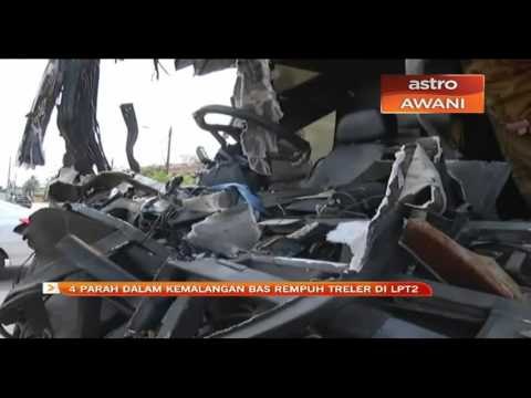 4 parah dalam kemalangan bas rempuh treler di LPT2