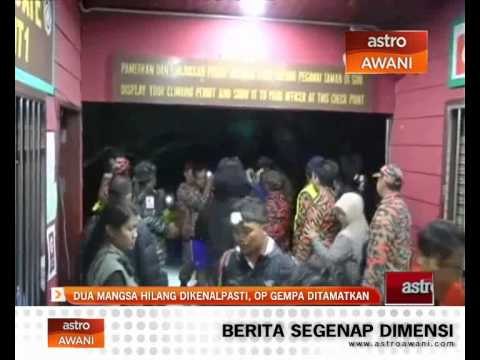 Dua mangsa hilang dikenalpasti, operasi gempa ditamatkan