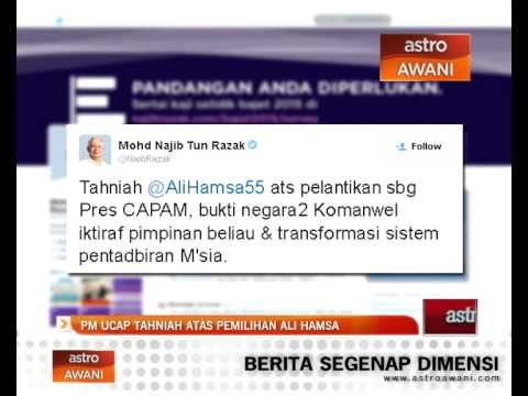 PM ucap tahniah atas pemilihan Ali Hamsa
