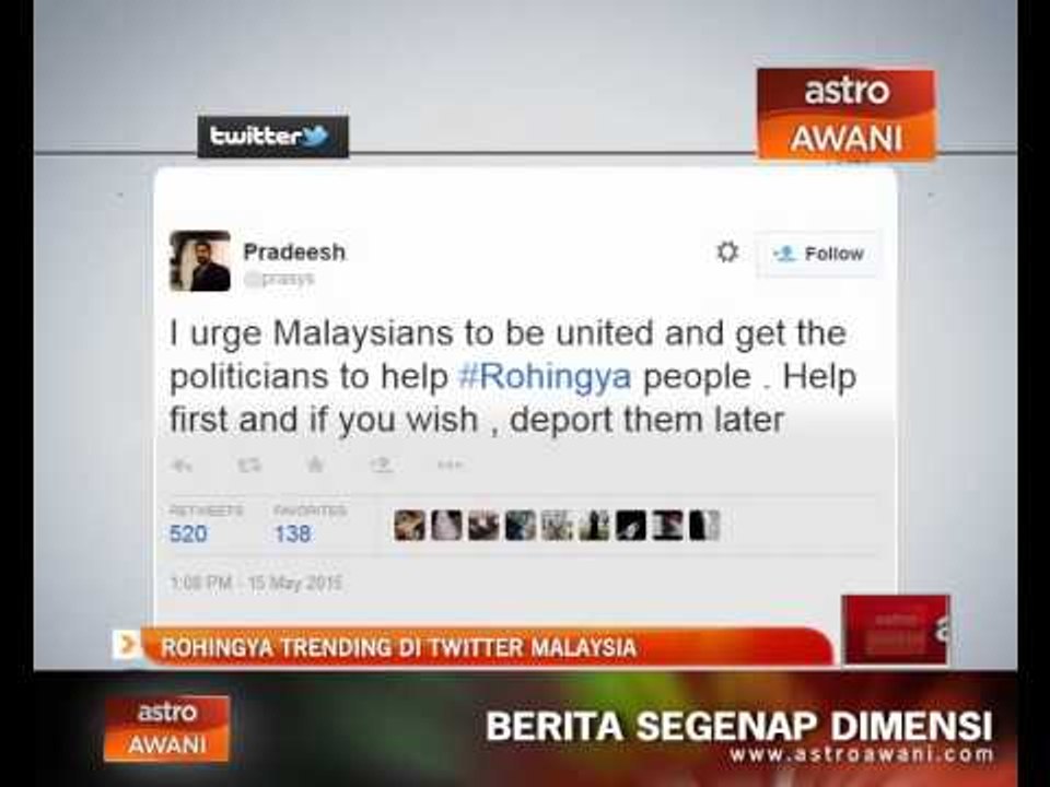 Rohingya trending di Twitter Malaysia