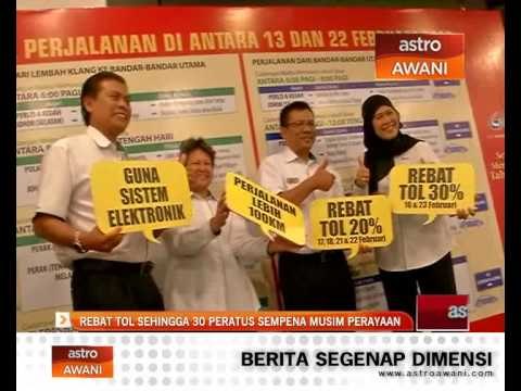 Rebat tol sehingga 30 peratus sempena musim perayaan
