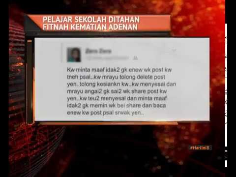 Pelajar sekolah ditahan fitnah kematian Adenan