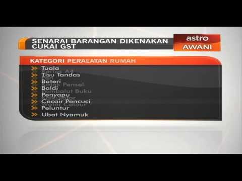 Senarai barangan dikenakan cukai GST