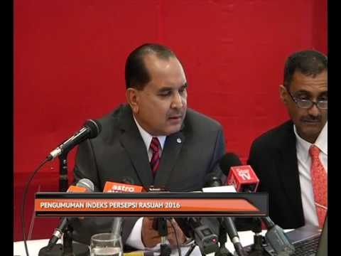 Laporan Indeks Persepsi Rasuah 2016: Malaysia di kedudukan 55 daripada 176 negara