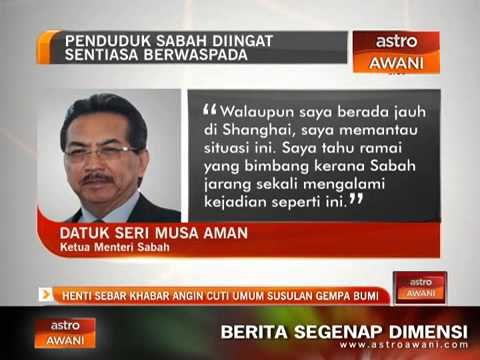 Henti sebar khabar angin cuti umum susulan gempa bumi di Sabah