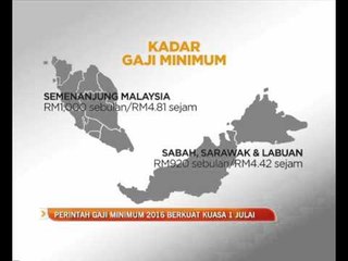 Perintah Gaji Minimum 2016 berkuat kuasa 1 Julai