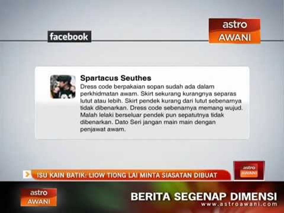 Isu kain batik JPJ: Liow Tiong Lai minta siasatan dibuat