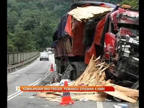 Kemalangan bas-treler, pemandu direman 4 hari
