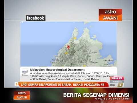 Lagi gempa dilaporkan di Sabah, reaksi pengguna Facebook