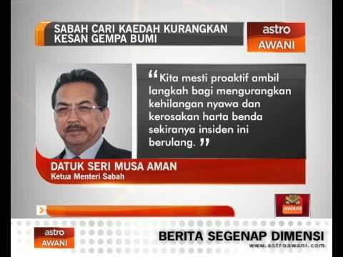 Sabah cari kaedah kurangkan kesan gempa bumi