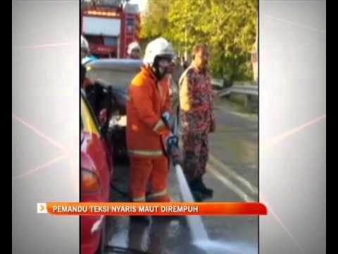 Pemandu teksi nyaris maut dirempuh