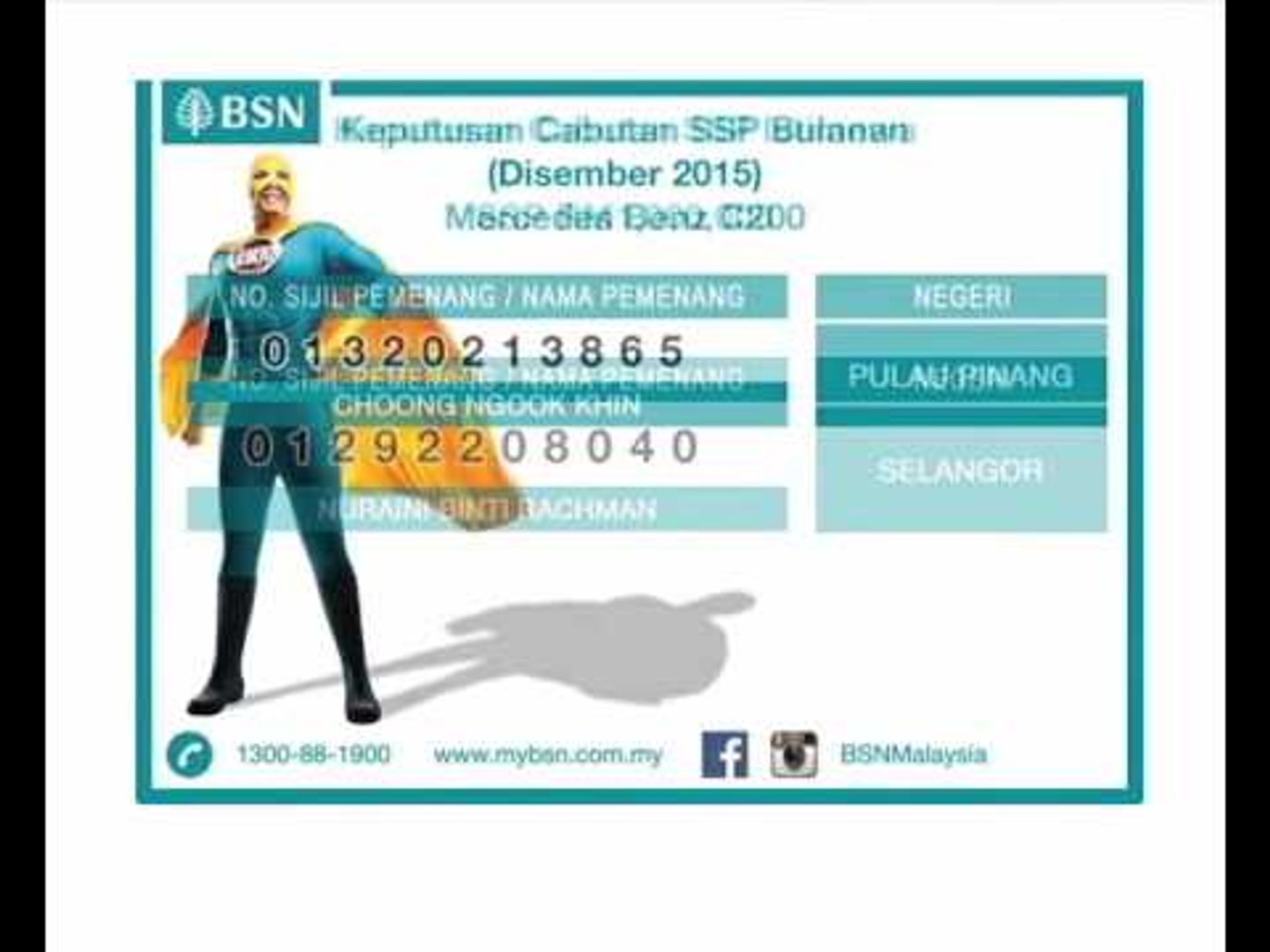 Pemenang Cabutan Bulanan Ssp Bsn Disember 2015 Video Dailymotion