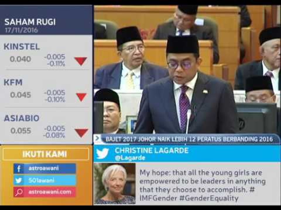 Bajet 2017 Johor naik lebih 12 peratus berbanding 2016