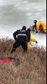 Ce héros risque sa vie sur une mince couche de glace pour sauver un chien