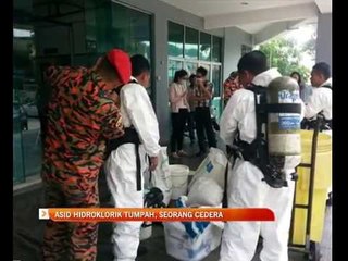 Asid hidroklorik tumpah, seorang cedera