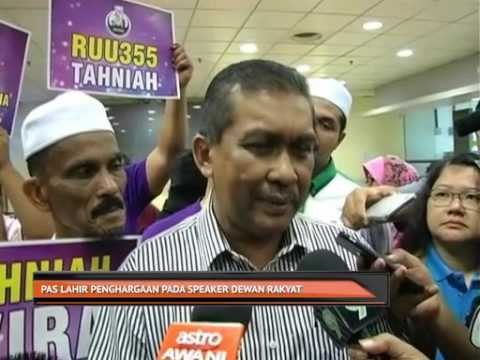PAS lahir penghargaan pada Speaker Dewan Rakyat