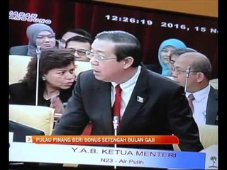 Pulau Pinang beri bonus setengah bulan gaji