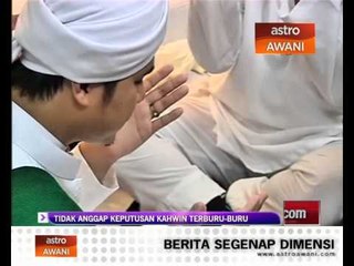 Adam tidak anggap keputusan kahwin terburu-buru