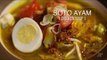 Soto Ayam (Indonesian chicken soup with noodles and aromatics)