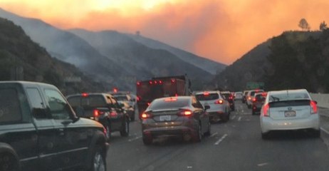 Skirball Fire Causes Traffic Jam Along 405 Freeway Near Bel-Air