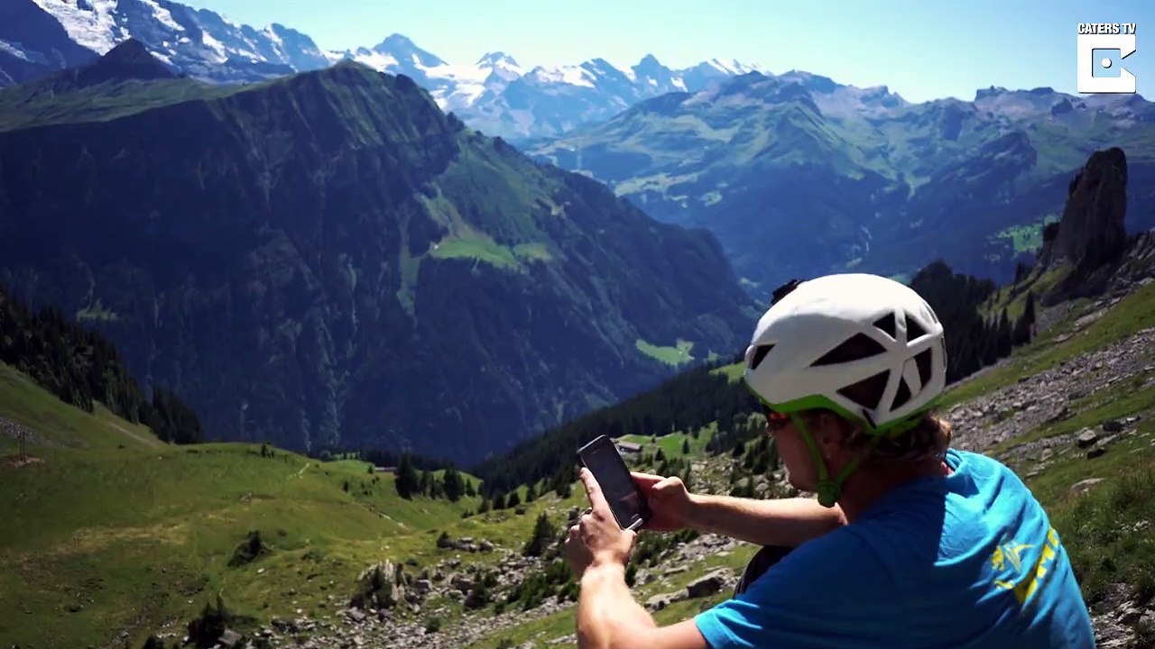 This marine took the easy way down the mountain