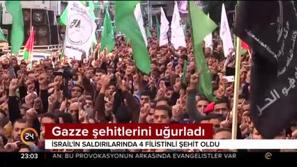 Gazze şehitlerini uğurladı