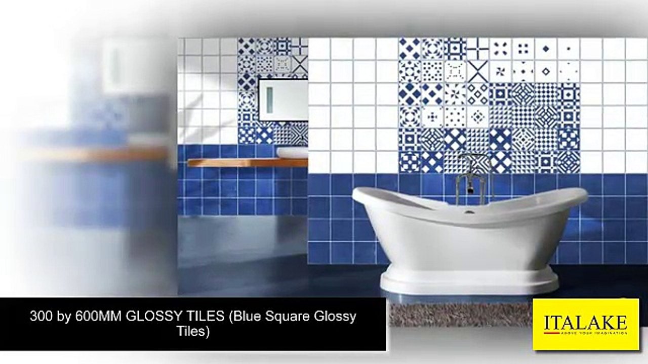 Blue square glossy tiles