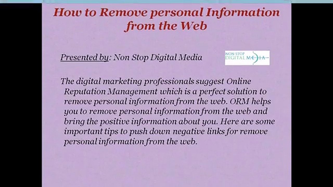 How to Remove personal Information from the Web