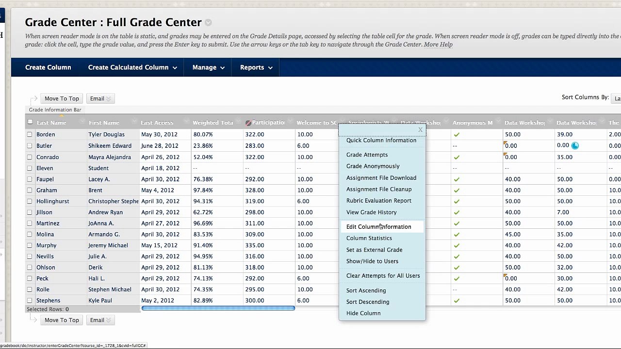 Create a Grade Report in Blackboard