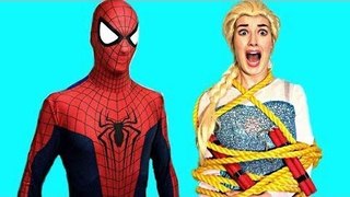 Spiderman, Frozen Elsa & Captain america girl VS Joker! Superhero Fun in real life and Colors