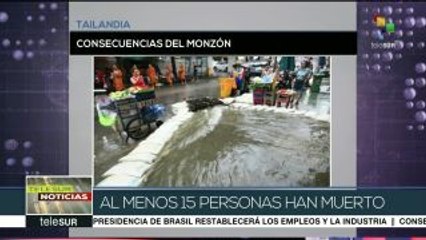 Tailandia: al menos 15 muertos y 960 mil afectados por fuertes lluvias