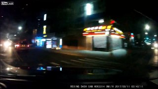 Crazy Nissan driver pit maneuvers car for overtaking Brooklyn NY