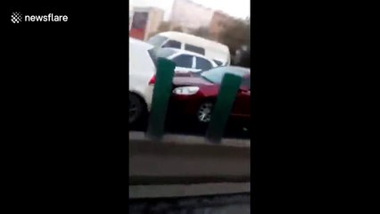 Dozens of vehicles pile-up in icy conditions in China's Xi'an