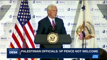 i24NEWS DESK | Palestinian officials: VP Pence not welcome | Thursday, December 7th 2017