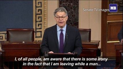 Franken in resignation speech calls out Trump, Moor