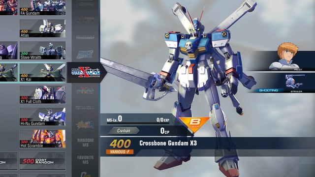 Gundam Versus Combo Guide - Crossbone Gundam X3