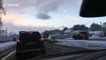 Car crashes into pole in Northern Ireland snow