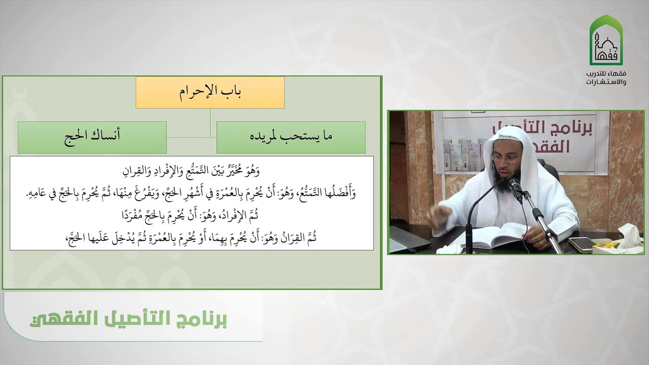 برنامج التأصيل الفقهي 43 اليوم الثامن - الشيخ أيمن الحبشي - باب الإحرام