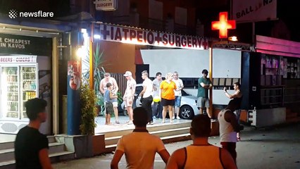 British tourists inhale laughing gas outside Corfu nightclub