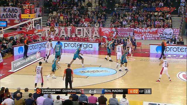 Οι πρώτοι πόντοι του Βασίλη Σπανούλη για φέτος στην Ευρωλίγκα - Ολυμπιακός vs Ρεάλ - 08.12.2017