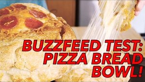 Buzzfeed Recipes Test: Cheesy Pepperoni Pizza Bread Bowl Recipe- Joe Cooks | Food Porn