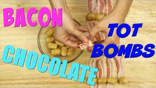 How to Make Bacon Wrapped Tater Tots Dipped in Chocolate! - Weird Snacks | #FoodPorn