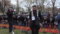 Muslims pray in front of White House in protest against Trump