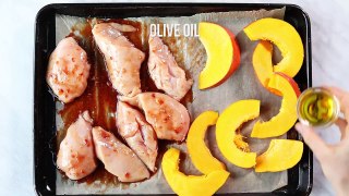 Sheet Pan Sticky Pomegranate Chicken with Honey Roasted Squash