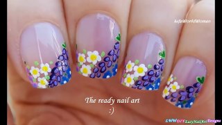 FLORAL FRENCH MANICURE For Spring Using Acrylic Paint-rxV7vgP7kO8