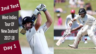 New Zealand vs West Indies | 2nd Test | Day 1 | 09 Dec 17 | Jeet Raval & Colin de Grandhomme Fifty | Highlights