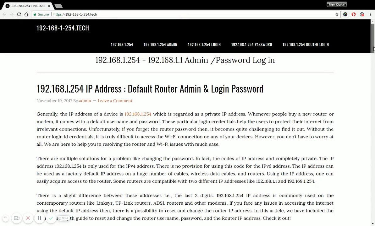 192.168.1.254 Wireless Router Admin